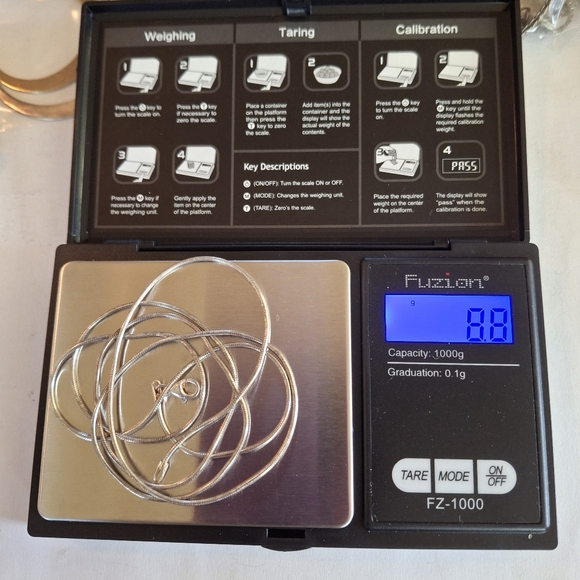 30" Milor Italy 925 Sterling Silver Chain 8.8 grams Unique Amethyst Chip Druzy - Picture 11 of 11